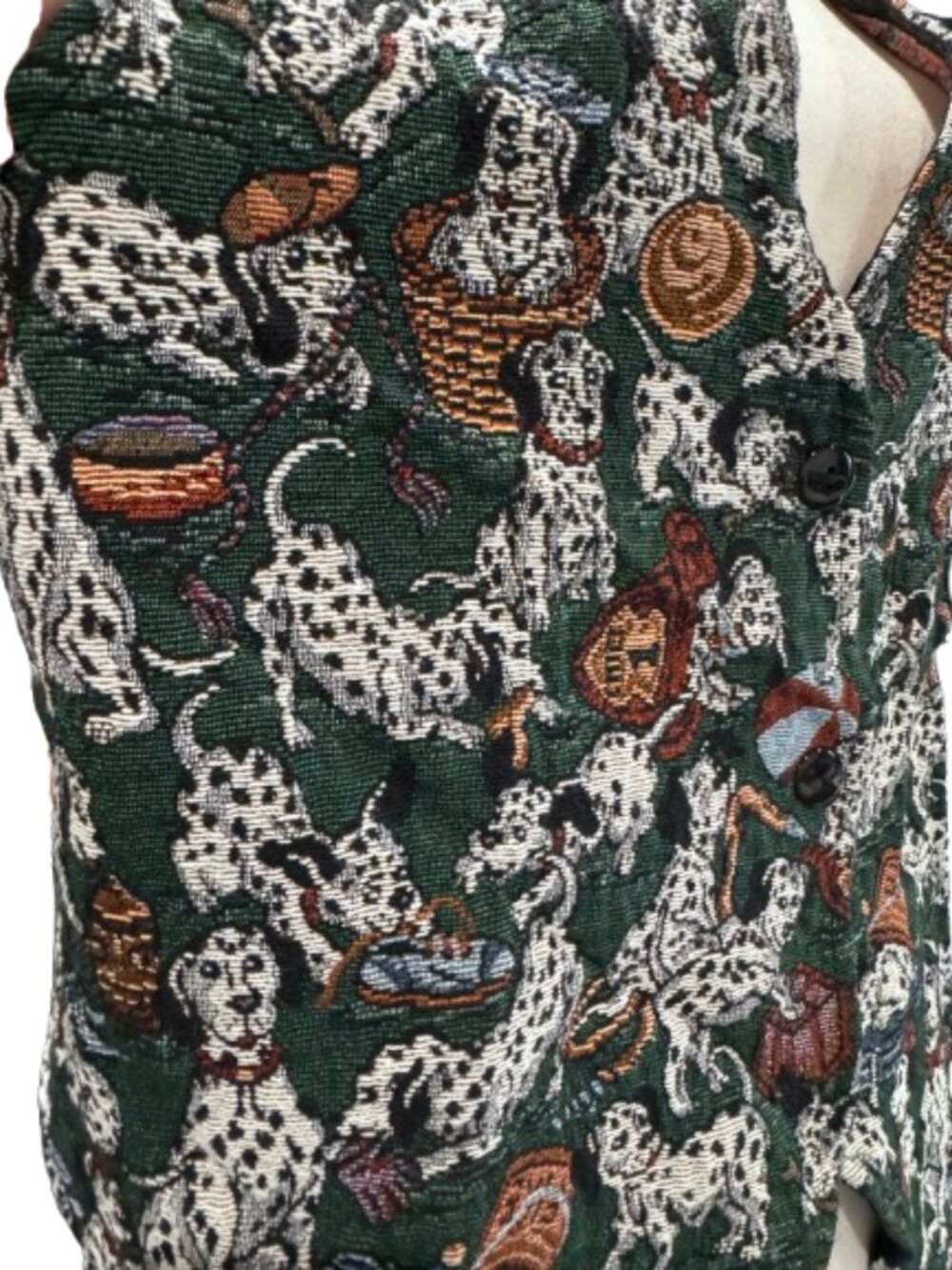VTG Casual Corner & Co Dalmatian Women’s Vest Button Up Green Multicolor (1XL) - Picture 9 of 16